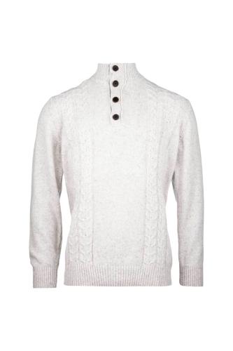 Dors ανδρικό πουλόβερ με σχέδιο στην πλέξη και ψηλό λαιμό με κουμπιά Regular Fit - 1235015.C01 Υπόλευκο L